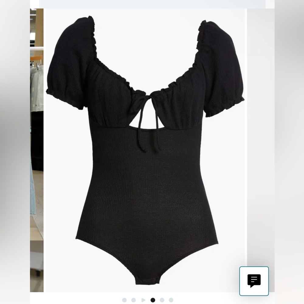 TOPSHOP cream babydoll bodysuit waffle material